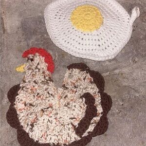 Crochet Chicken and Egg Pot Holders
